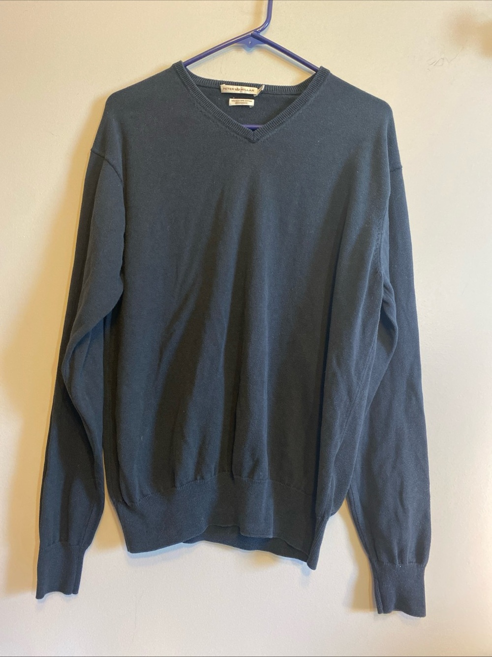 Peter Millar Sweater Mens XL Black Silk Cashmere Blend Knit V Neck Pullover Golf